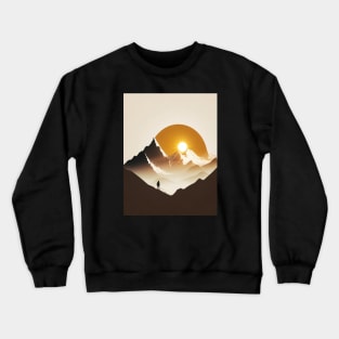 Silhouette of mountain and sunset Crewneck Sweatshirt